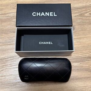 Chanel Black Quilted sunglasses case and box